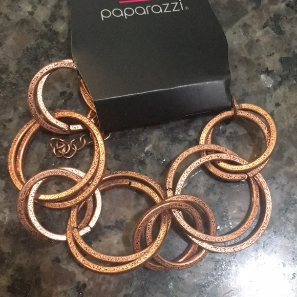 Paparazzi 3 piece necklace earring and bracelet set copper - Picture 3 of 7